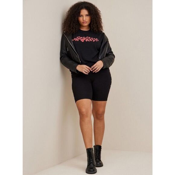 NWT The Rolling Stones Black Waffle Knit Cropped Long Sleeve Tee Torrid Size 3X - Picture 4 of 9